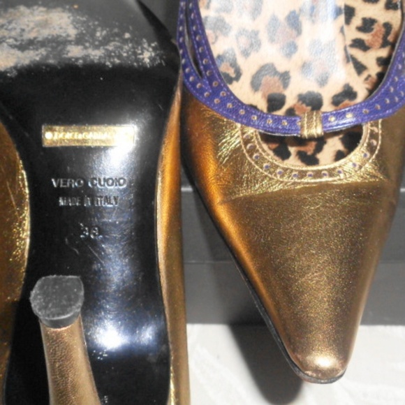 DOLCE & GABBANA Bronze Pointy Toe Pumps 38 8 - Picture 6 of 6